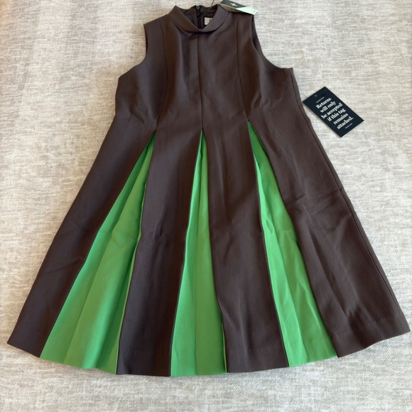 Tuckernuck Brown Green Demitasse Griffiths Dress NWT Size Small Lined - Picture 2 of 11